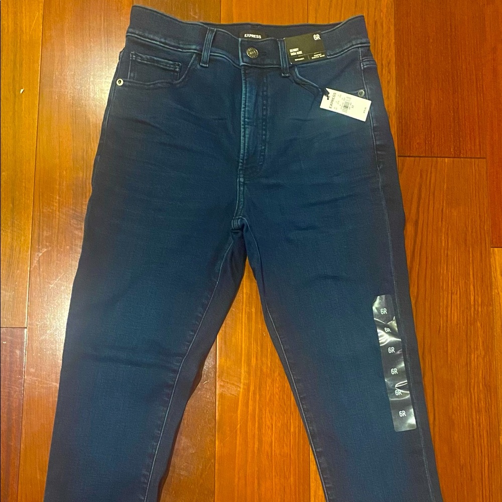 Express skinny high rise super soft comfort stretch waist dark wash jeans